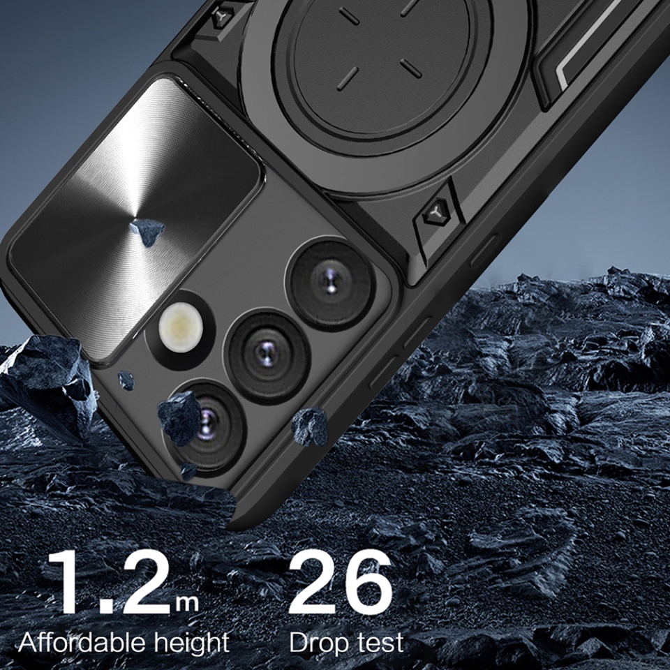 Husa pentru Samsung Galaxy S25, SKYDDAR INNOVATION, CamGuard Pro, Inel Magnetic, Protectie Camera, set cu sticker, Rosu - 3 | YEO