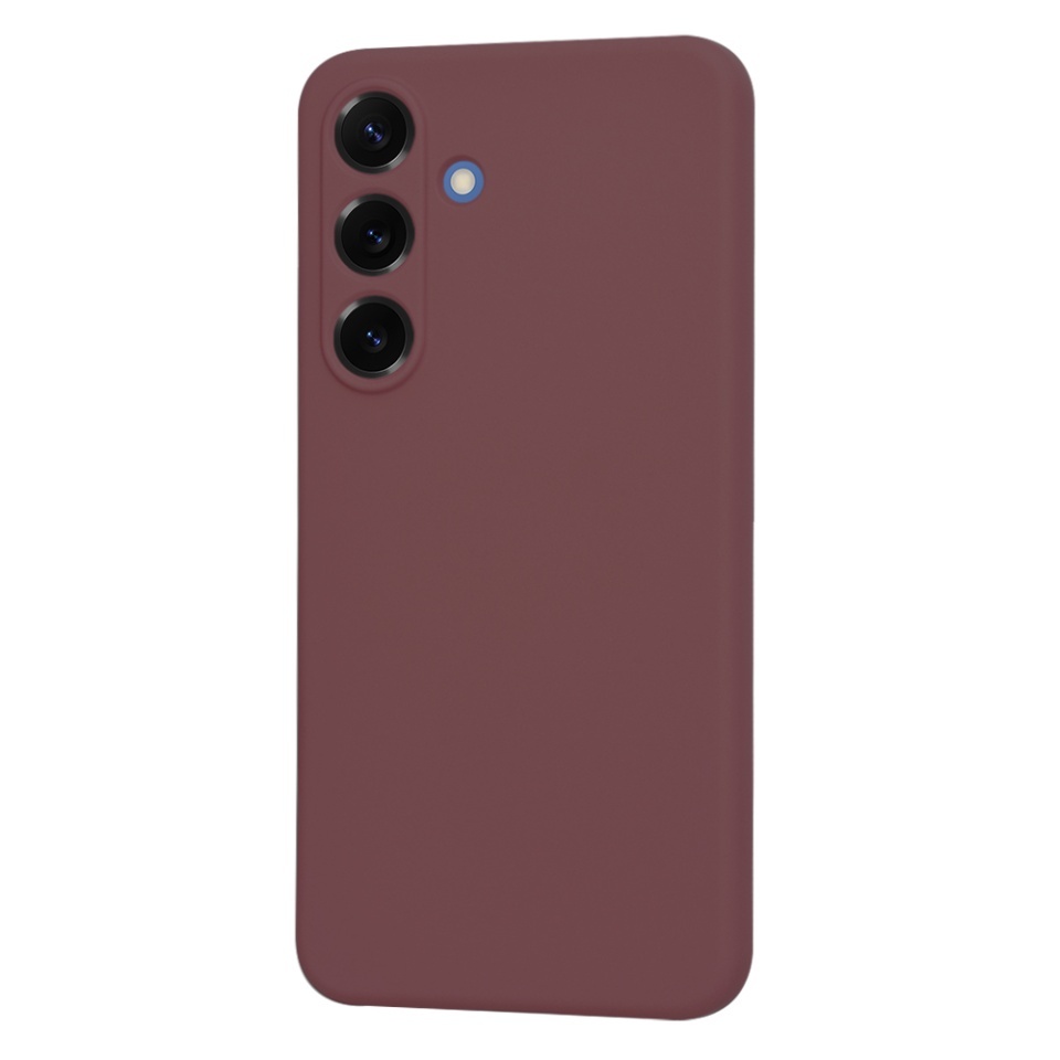 Husa pentru Samsung Galaxy S25, SKYDDAR INNOVATION, din Silicon Catifelat, SoftElegance, set cu sticker, Bordo - 2 | YEO