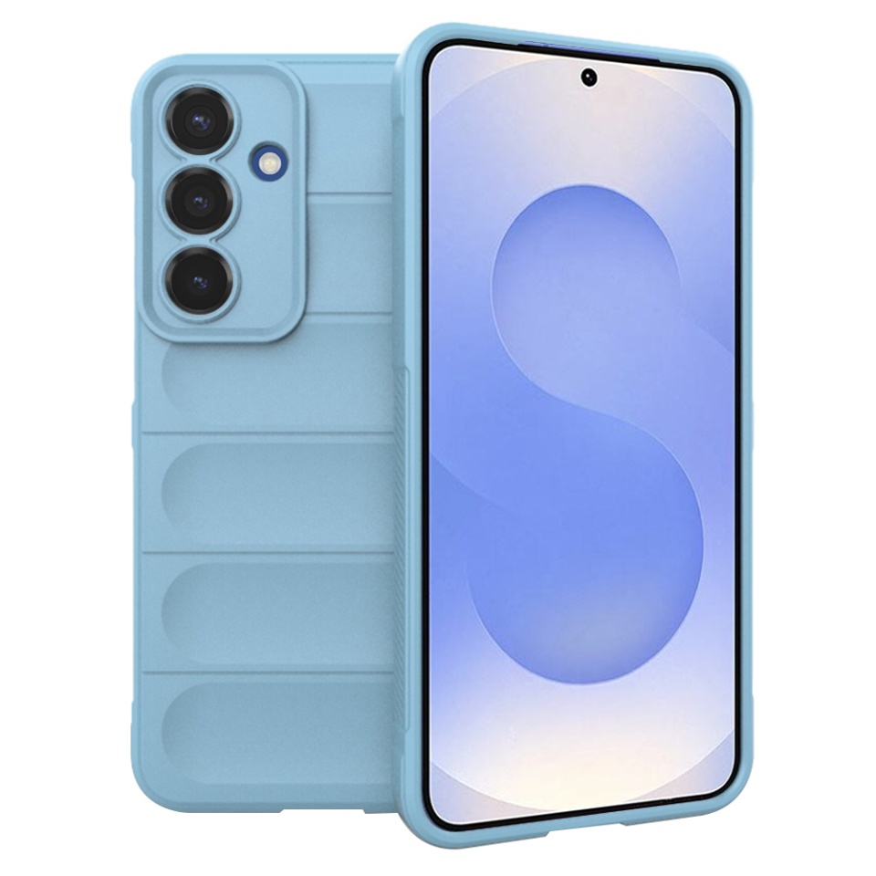 Husa pentru Samsung Galaxy S25, SKYDDAR INNOVATION, Magic Shield, din Silicon Mat, set cu sticker, Bleu