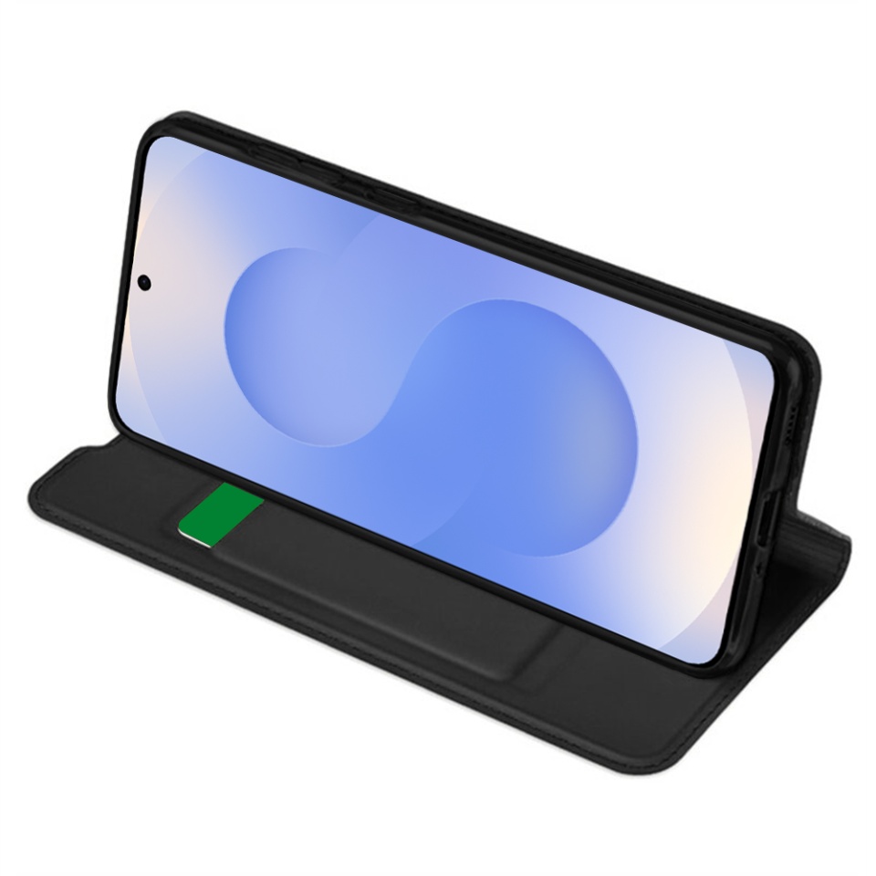 Husa pentru Samsung Galaxy S25, SKYDDAR INNOVATION, Magskin Book, tip Carte cu Portofel Interior, set cu sticker, Negru - 1 | YEO