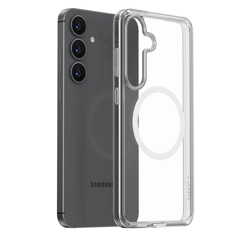 Husa pentru Samsung Galaxy S25, SKYDDAR INNOVATION, Shockproof MagSafe, Transparenta, set cu sticker - 1 | YEO