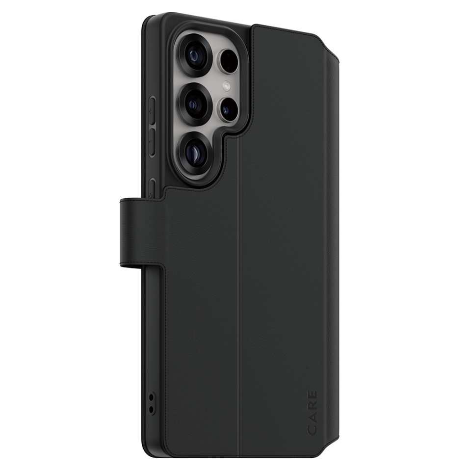 Husa pentru Samsung Galaxy S25 Ultra, PanzerGlass, CARE Feature Kickstand Wallet Case, Tip Carte cu Inchidere Magnetica, Suport Stand si Slot Card Protectie 360°, Testata la Socuri, Negru