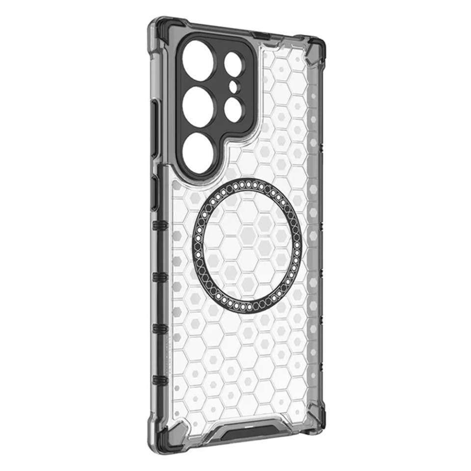 Husa pentru Samsung Galaxy S25 Ultra, SKYDDAR INNOVATION, HoneyComb Shield MagSafe, Alb, set cu sticker - 3 | YEO