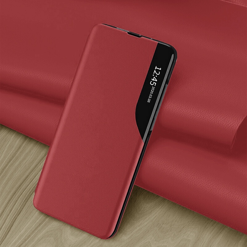 Husa pentru Samsung Galaxy S25 Ultra tip carte, Skyddar Eco View Leather - Rosu - 3 | YEO