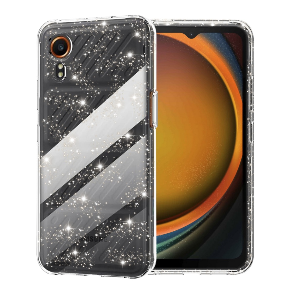 Husa pentru Samsung Galaxy Xcover7, SKYDDAR INNOVATION, SparkleSkin din Silicon TPU cu Sclipici, Design Elegant, set cu sticker, Transparenta