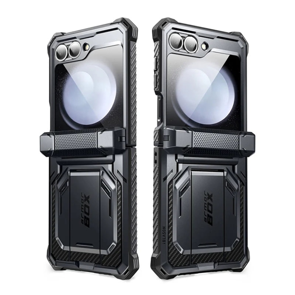 Husa pentru Samsung Galaxy Z Flip6, Kickstand, AntiSock, I-Blason Armorbox - Negru - 2 | YEO