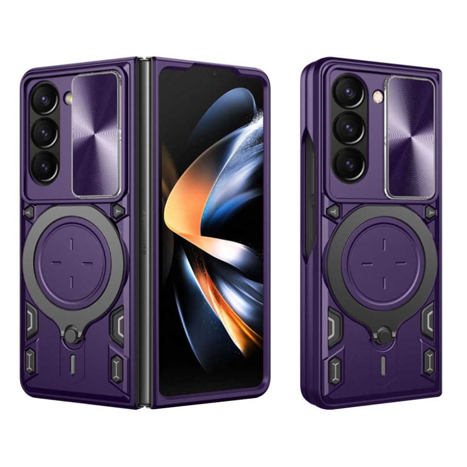 Husa pentru Samsung Galaxy Z Fold5, SKYDDAR INNOVATION, CamGuard Pro, Inel Magnetic, Protectie Camera, set cu sticker, Mov