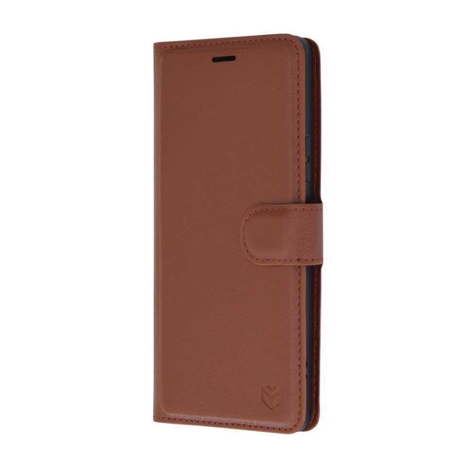 Husa pentru Sony Xperia 10 VI, SKYDDAR INNOVATION, Leather Folio tip Carte, cu Portofel Interior, Finisaje Premium, set cu sticker, Maro - 3 | YEO