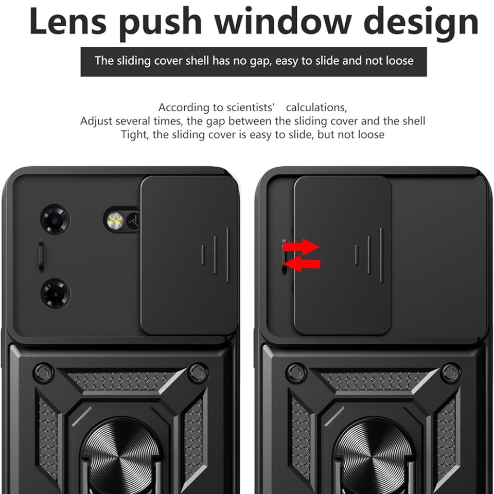 Husa pentru Tecno Pova 5 Pro, SKYDDAR INNOVATION, CamShield, Inel magnetic, set cu sticker, Negru - 2 | YEO