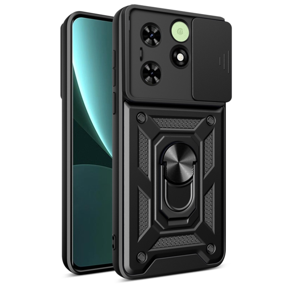 Husa pentru Tecno Spark Go 2024 / Spark 20 / Spark 20C cu inel magnetic si protectie camera Skyddar CamShield - Negru
