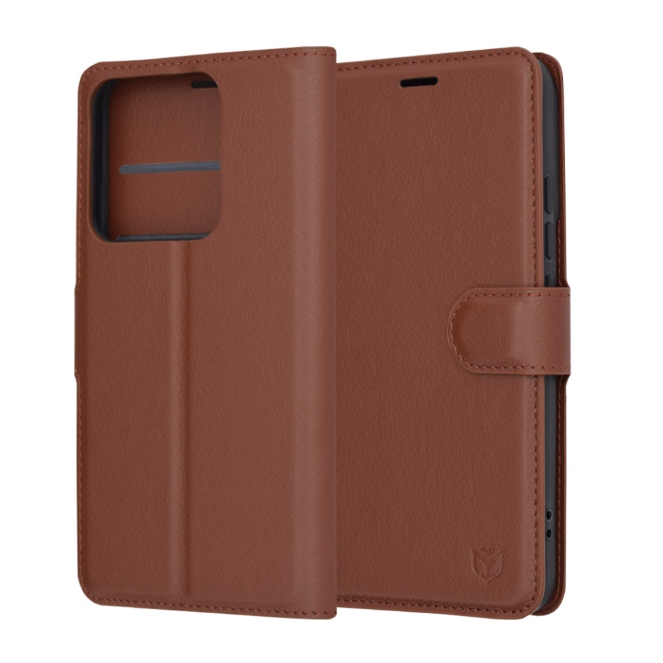 Husa pentru Xiaomi 14 tip Carte, cu Portofel Interior, Finisaje Premium, SKYDDAR Leather Wallet - Maro