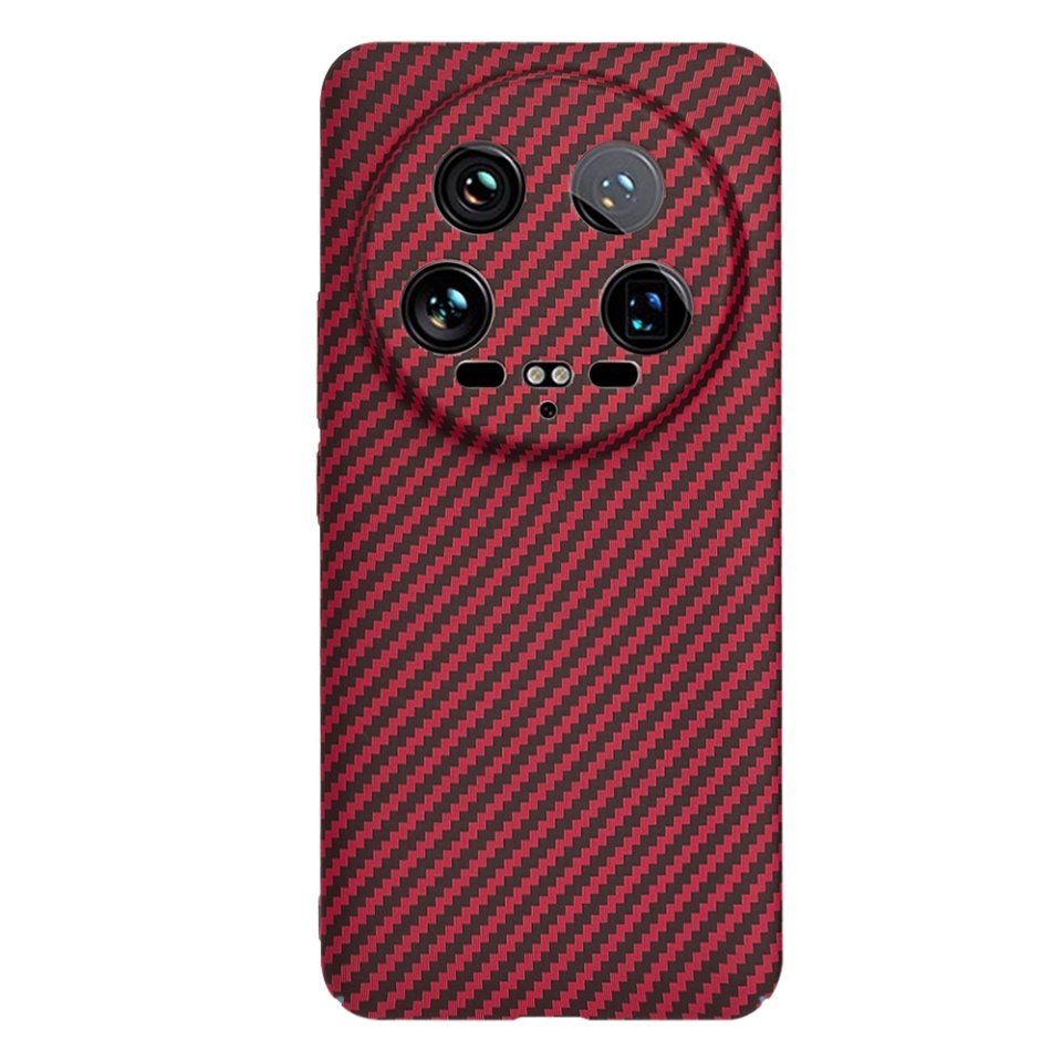 Husa pentru Xiaomi 14 Ultra, SKYDDAR INNOVATION, textura carbon, Carbonite FiberShell, set cu sticker, Rosu, - 2 | YEO