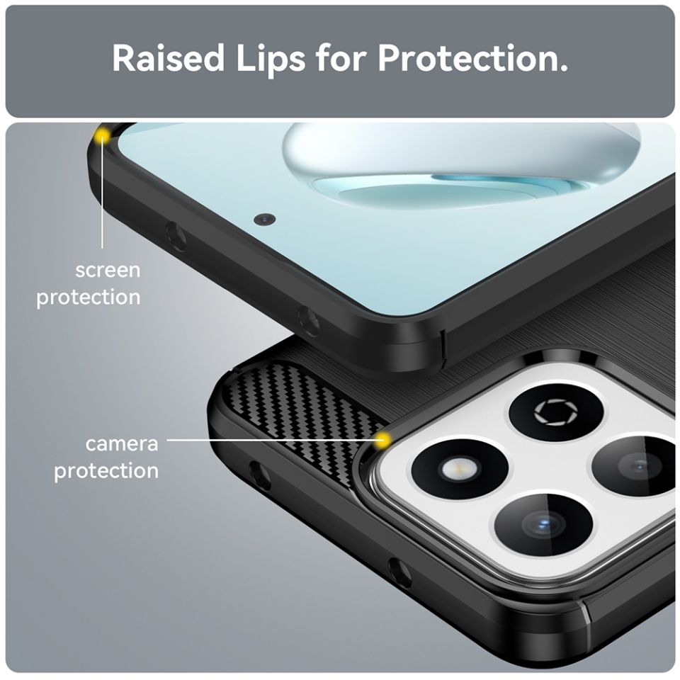 Husa pentru Xiaomi 14T din Silicon Premium, Slim, cu textura Fibra Carbon - Negru - 2 | YEO