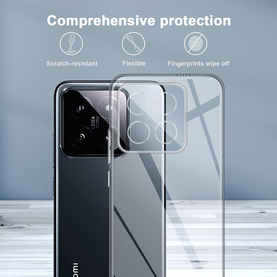 Husa pentru Xiaomi 14T din silicon transparent, SKDR ClearGuard - Transparent - 3 | YEO