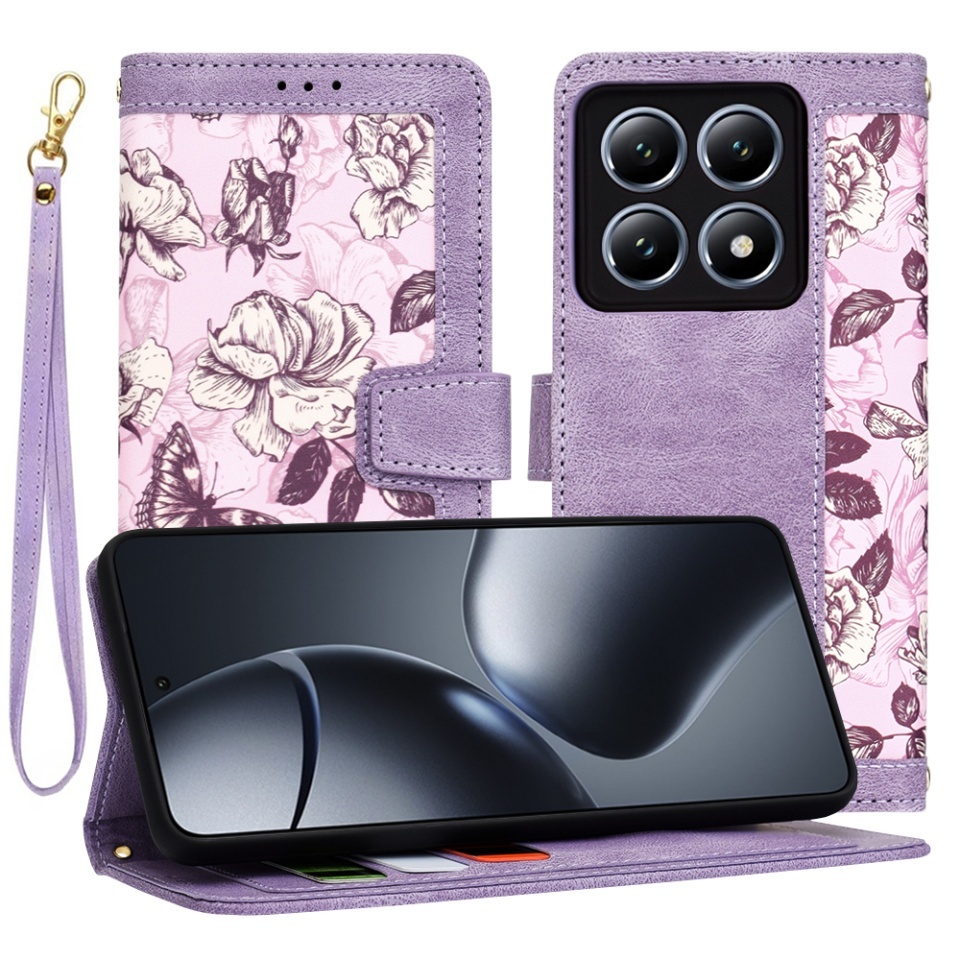 Husa pentru Xiaomi 14T Pro, SKYDDAR INNOVATION, Flipcraft din Piele Ecologică, Stand Integrat, Buzunare pentru Carduri, set cu sticker, Mov