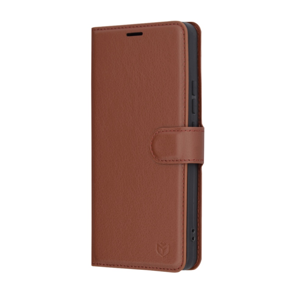 Husa pentru Xiaomi 14T Pro, SKYDDAR INNOVATION, Leather Folio tip Carte, cu Portofel Interior, Finisaje Premium, set cu sticker, Maro - 3 | YEO