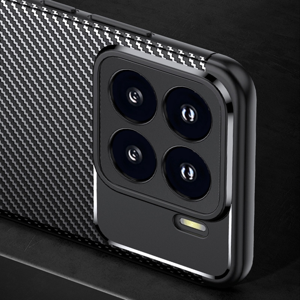 Husa pentru Xiaomi 15, SKYDDAR INNOVATION, CarbonFiber, Antisoc, Negru, set cu sticker - 2 | YEO