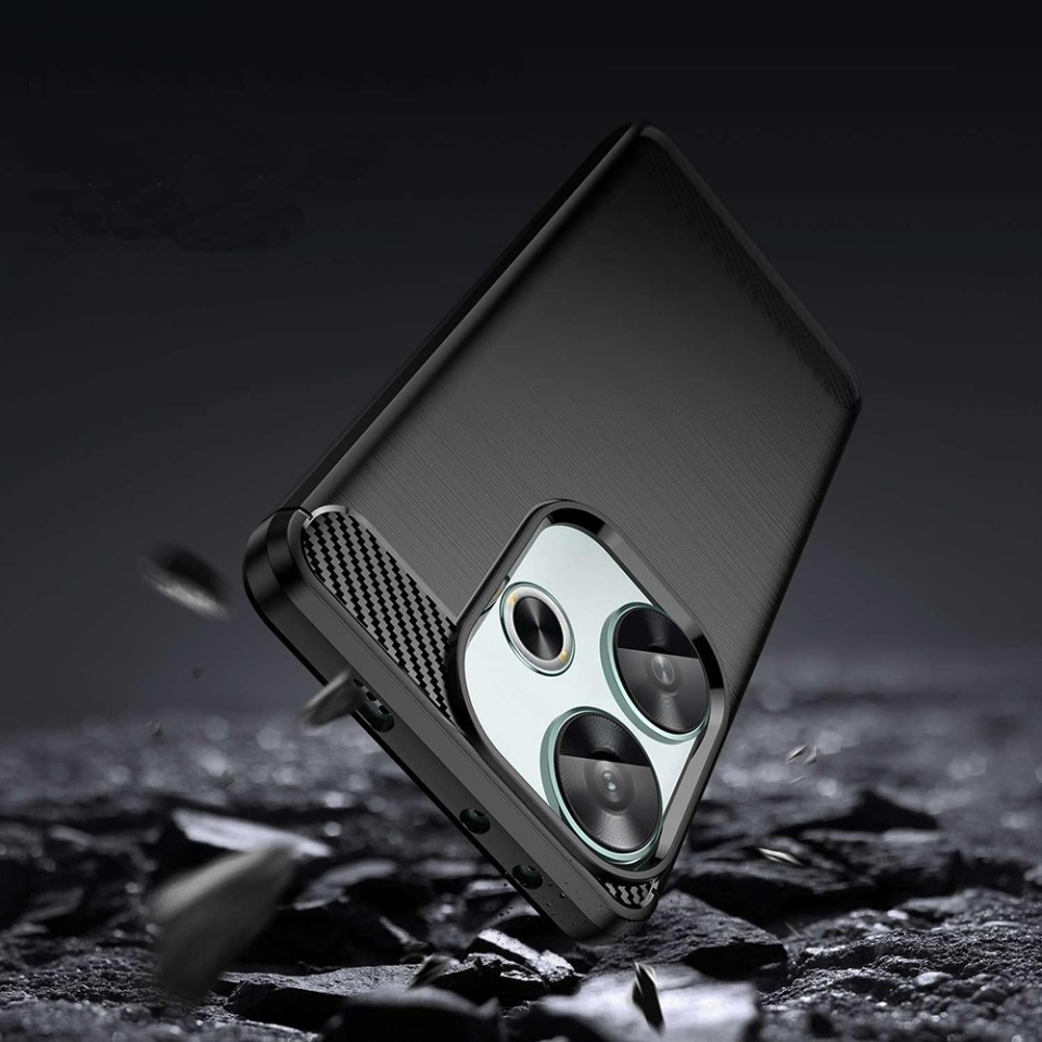 Husa pentru Xiaomi Poco F6 din Silicon Premium, Slim, cu textura Fibra Carbon - Albastru - 3 | YEO