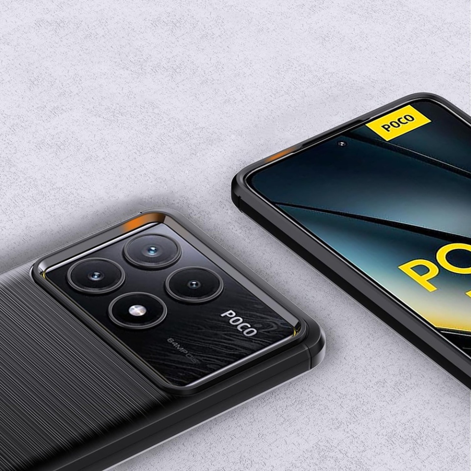 Husa pentru Xiaomi Poco F6 Pro din Silicon Premium, Slim, cu textura Fibra Carbon - Albastru - 1 | YEO