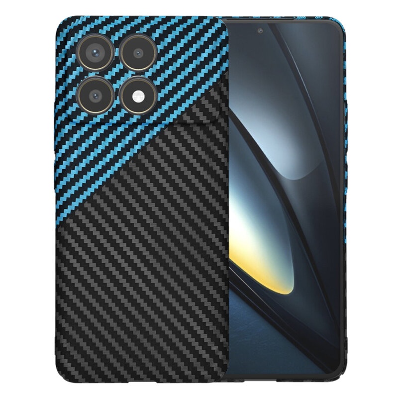 Husa pentru Xiaomi Poco F6 Pro, Finisaj Premium cu Textura de Carbon, Design Elegant, SKDR CarbonFlex - Bleu