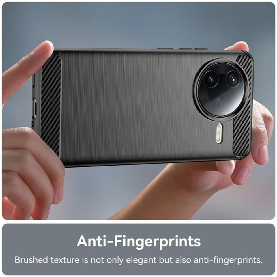 Husa pentru Xiaomi Poco F7 Pro, SKYDDAR INNOVATION, Carbon Silicone, din Silicon Slim, cu textura Fibra Carbon, set cu sticker, Negru - 2 | YEO