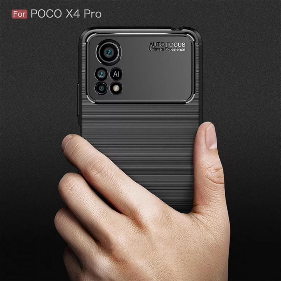 Husa pentru Xiaomi Poco X4 Pro 5G din silicon, Slim, cu textura Fibra Carbon - Negru - 2 | YEO