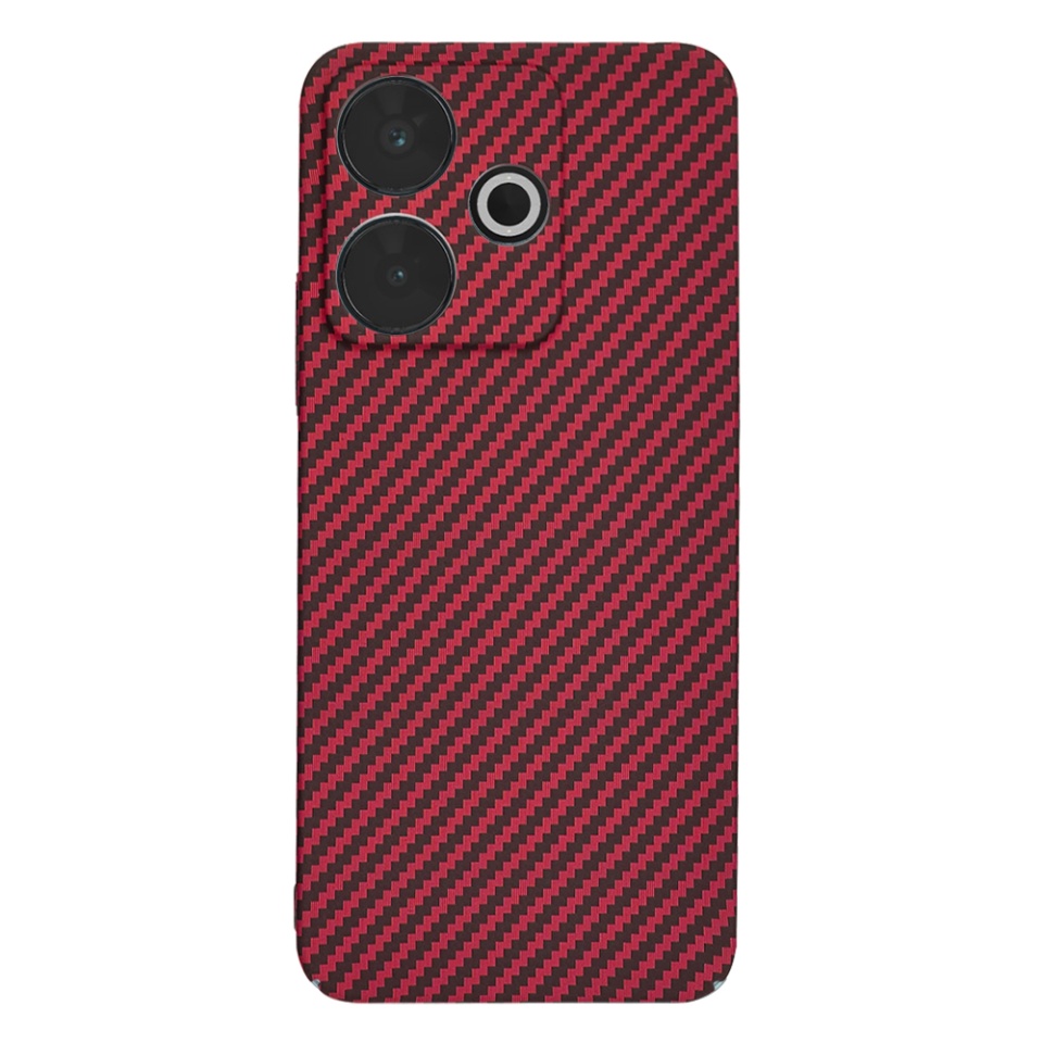 Husa pentru Xiaomi Redmi 13 / Poco M6 4G, Finisaj Premium cu Textura de Carbon, Design Elegant, SKDR CarbonFlex - Rosu - 2 | YEO
