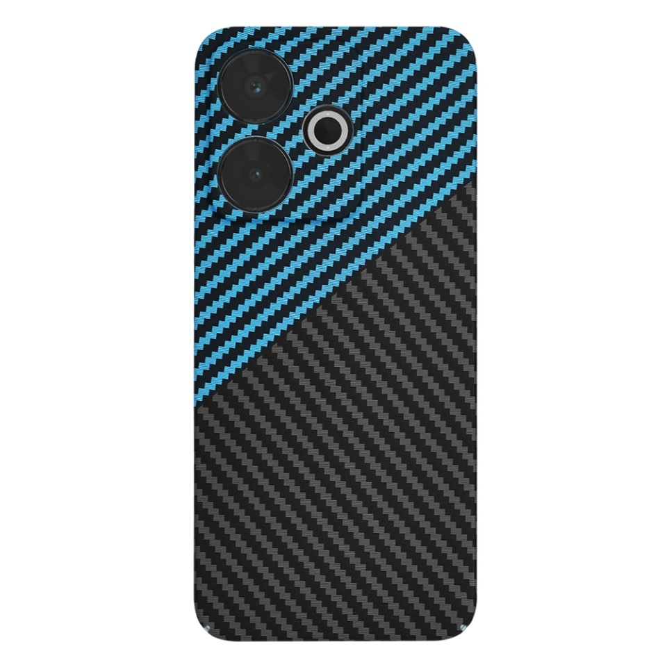 Husa pentru Xiaomi Redmi 13 / Poco M6 4G, SKYDDAR INNOVATION, textura carbon, Carbonite FiberShell, set cu sticker, Bleu, - 2 | YEO