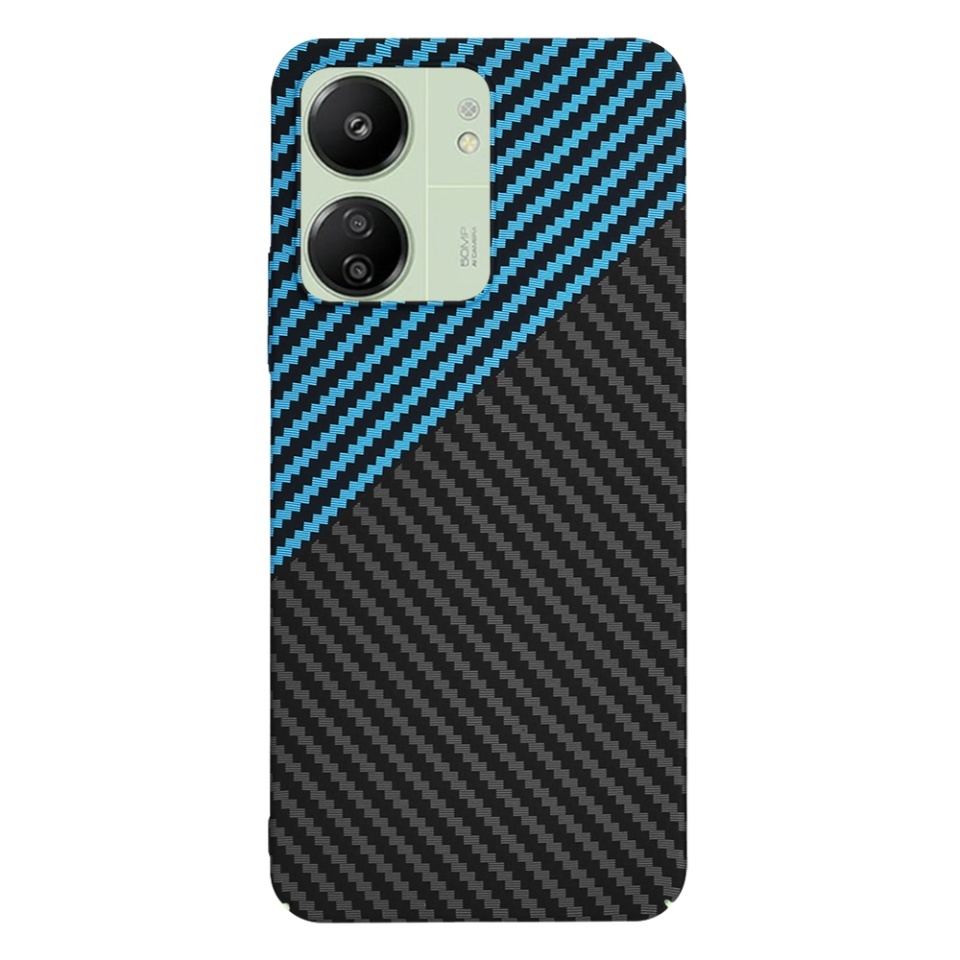 Husa pentru Xiaomi Redmi 13C 4G / Poco C65 / Redmi 13C 5G, SKYDDAR INNOVATION, textura carbon, Carbonite FiberShell, set cu sticker, Bleu, - 2 | YEO