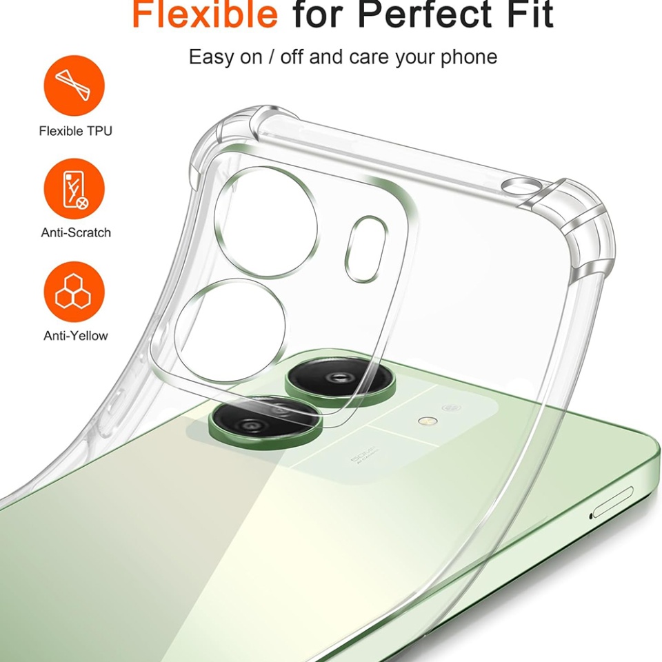Husa pentru Xiaomi Redmi 13C 4G / Poco C65 , SKYDDAR INNOVATION, Shockproof Clear din Silicon Slim, Transparenta, set cu sticker - 3 | YEO
