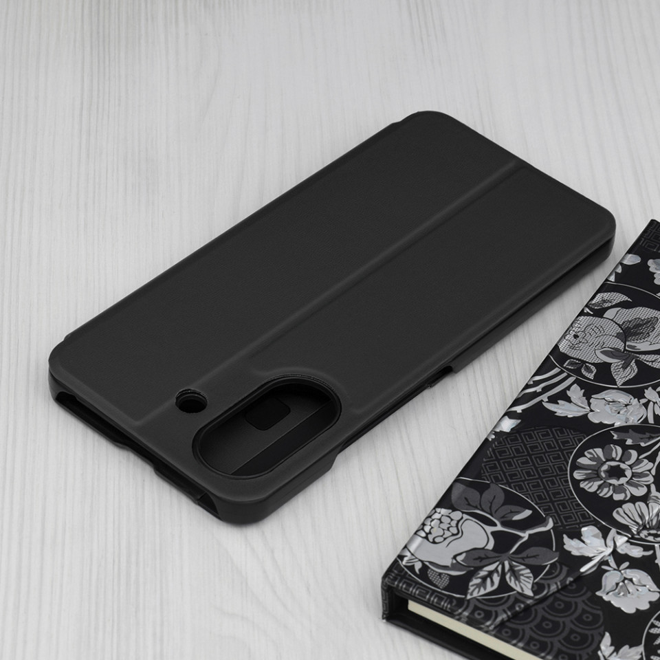 Husa pentru Xiaomi Redmi 13C 4G / Poco C65 tip carte, Skyddar Eco View Leather - Negru - 2 | YEO