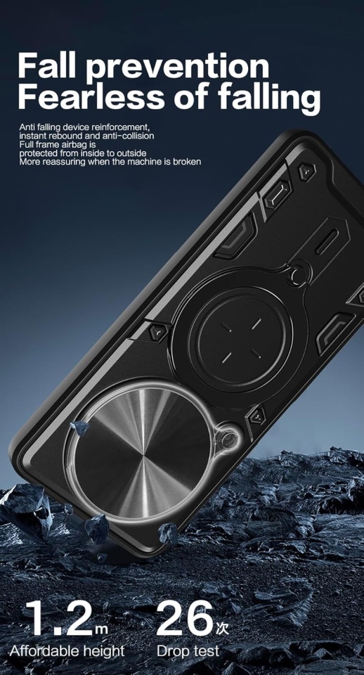 Husa pentru Xiaomi Redmi 14C, cu inel magnetic si suport ajustabil, protectie completa camera, SKDR SafeCover - Negru - 1 | YEO