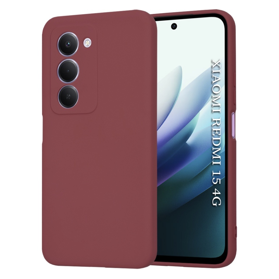 Husa pentru Xiaomi Redmi 15 5G / Redmi 15 4G, SKYDDAR INNOVATION, din Silicon Catifelat, SoftElegance, set cu sticker, Bordo