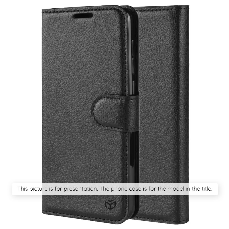 Husa pentru Xiaomi Redmi 15 5G / Redmi 15 4G, SKYDDAR INNOVATION, Leather Folio tip Carte, cu Portofel Interior, Finisaje Premium, set cu sticker, Negru