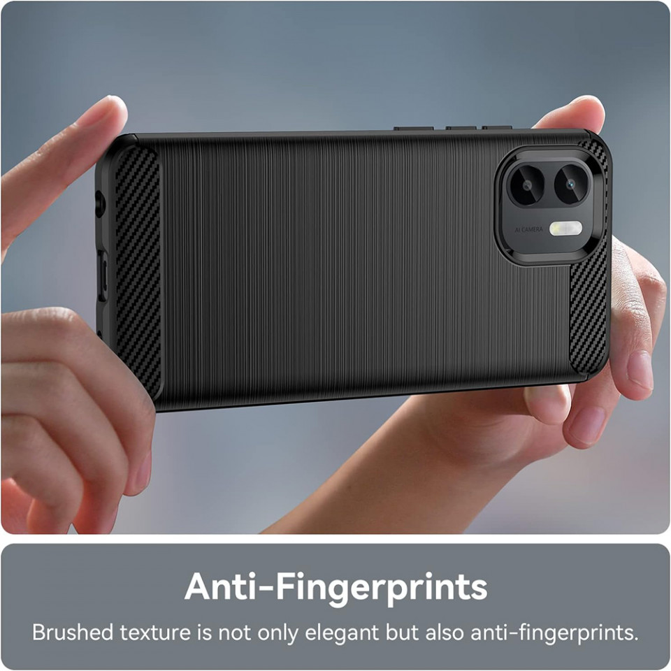 Husa pentru Xiaomi Redmi A1 / Redmi A2 din silicon, SLIM, cu textură Fibra Carbon Skyddar - Negru - 2 | YEO