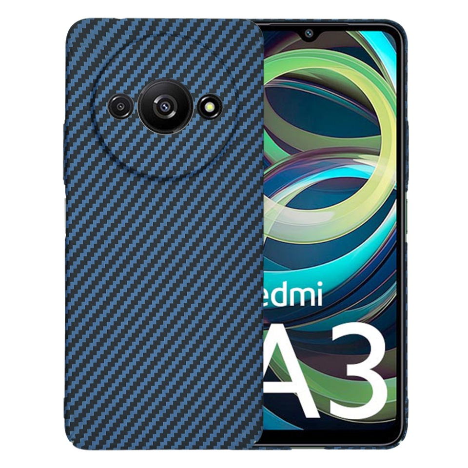 Husa pentru Xiaomi Redmi A3, Finisaj Premium cu Textura de Carbon, Design Elegant, SKDR CarbonFlex - Cyan