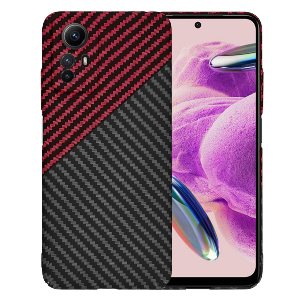 Husa pentru Xiaomi Redmi Note 12S, Finisaj Premium cu Textura de Carbon, Design Elegant, SKDR CarbonFlex - Rosu inchis