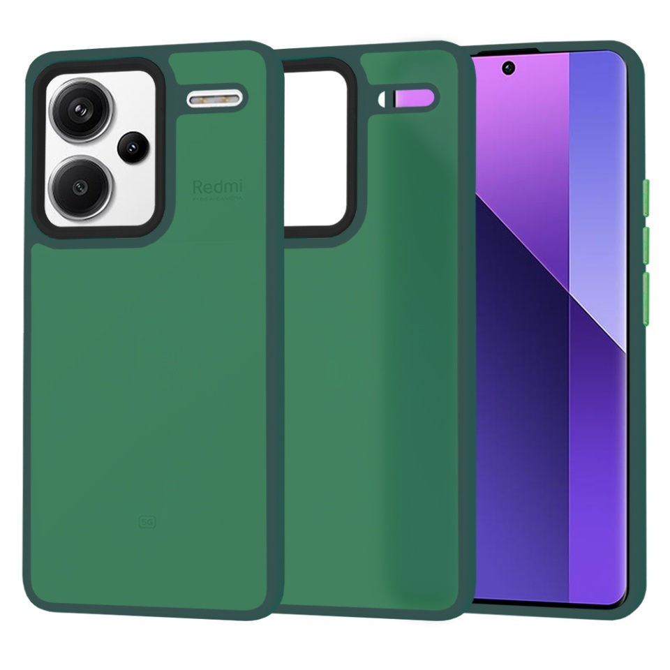 Husa pentru Xiaomi Redmi Note 13 Pro+ 5G, SKYDDAR INNOVATION, HaloFrost, AntiSoc, set cu sticker, Verde inchis