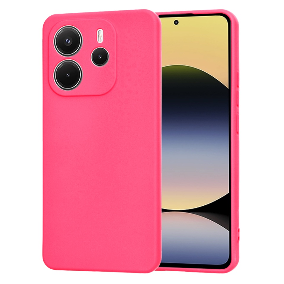 Husa pentru Xiaomi Redmi Note 14 4G (163.25 x 76.55 x 8.16mm), SKYDDAR INNOVATION, SoftElegance din Silicon Catifelat, set cu sticker, Fucsia