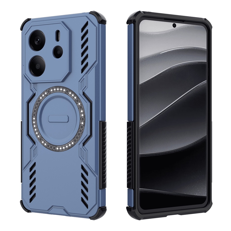 Husa pentru Xiaomi Redmi Note 14 4G (Regional), SKYDDAR INOVATION, ArmorMag, Magsafe, set cu sticker, Albastru - 2 | YEO