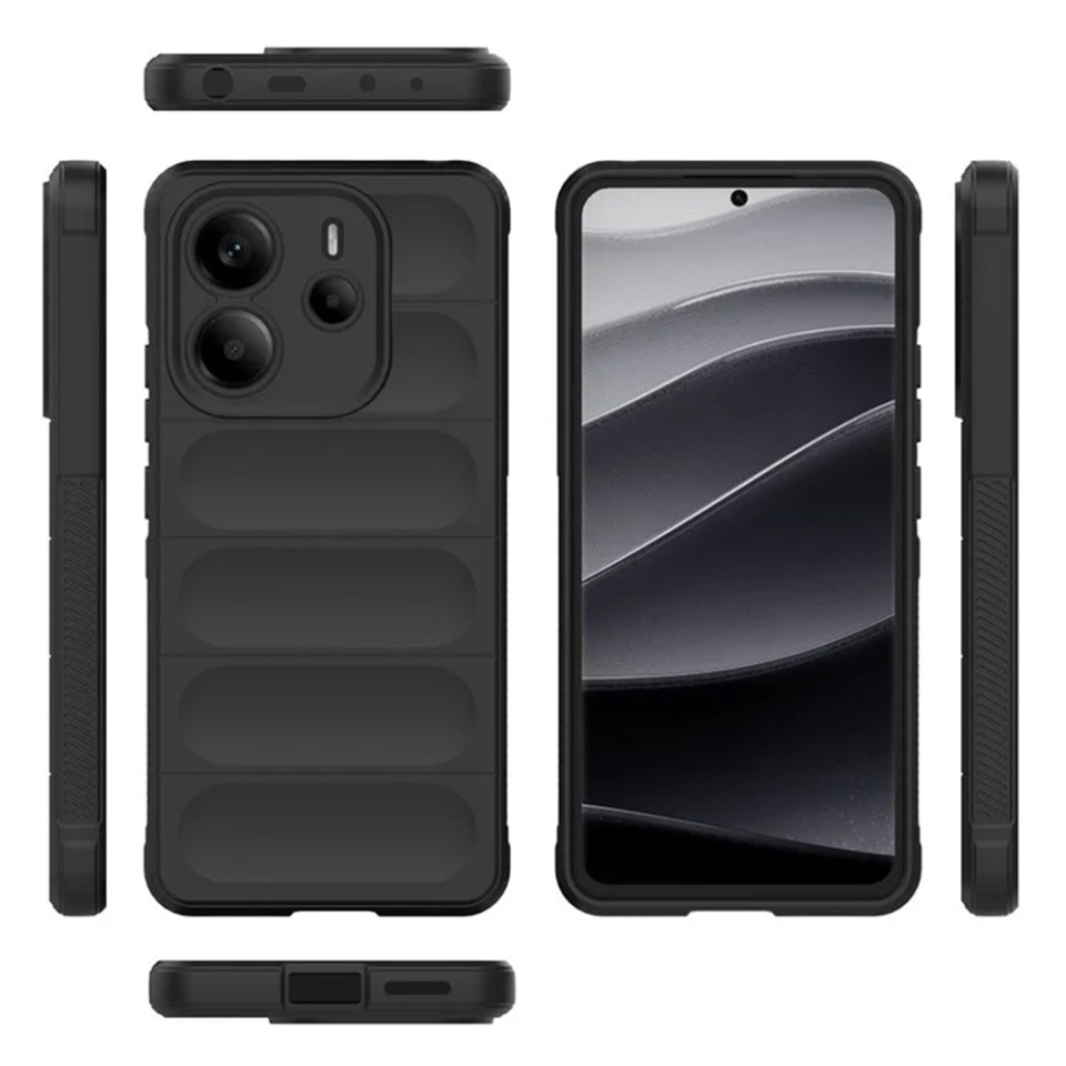 Husa pentru Xiaomi Redmi Note 14 4G (Standard), SKYDDAR INNOVATION, Magic Shield, din Silicon Mat, set cu sticker, Negru - 2 | YEO