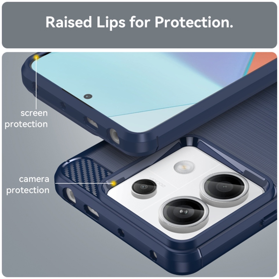 Husa pentru Xiaomi Redmi Note 14 din Silicon Premium, Slim, cu textura Fibra Carbon - Negru - 1 | YEO