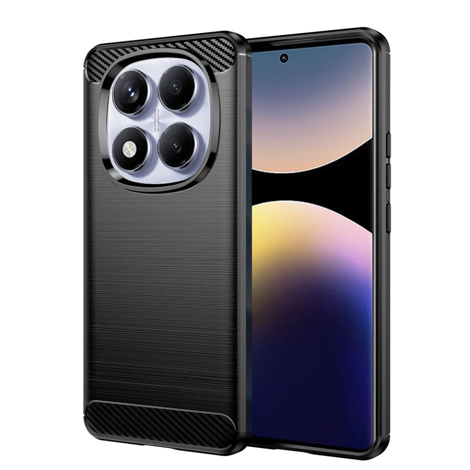 Husa pentru Xiaomi Redmi Note 14 Pro 4G / Poco F7 din Silicon Premium, Slim, cu textura Fibra Carbon - Negru