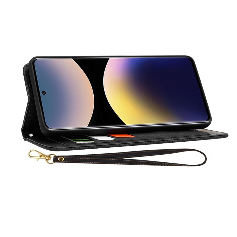 Husa pentru Xiaomi Redmi Note 14 Pro 4G / Poco F7, SKYDDAR INNOVATION, Floral Wallet, din Piele Ecologică cu Design Floral, Protecție 360°, Stand Integrat, Buzunare pentru Carduri, Negru, set cu sticker - 3 | YEO