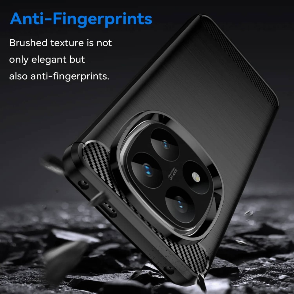 Husa pentru Xiaomi Redmi Note 14 Pro+ din Silicon Premium, Slim, cu textura Fibra Carbon - Albastru - 2 | YEO