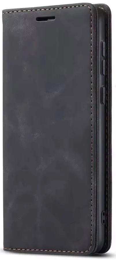 Husa pentru Xiaomi Redmi Note 14 Pro tip Carte, din piele Eco Premium, cu Portofel Interior, SKYDDAR Soft Wallet - Negru