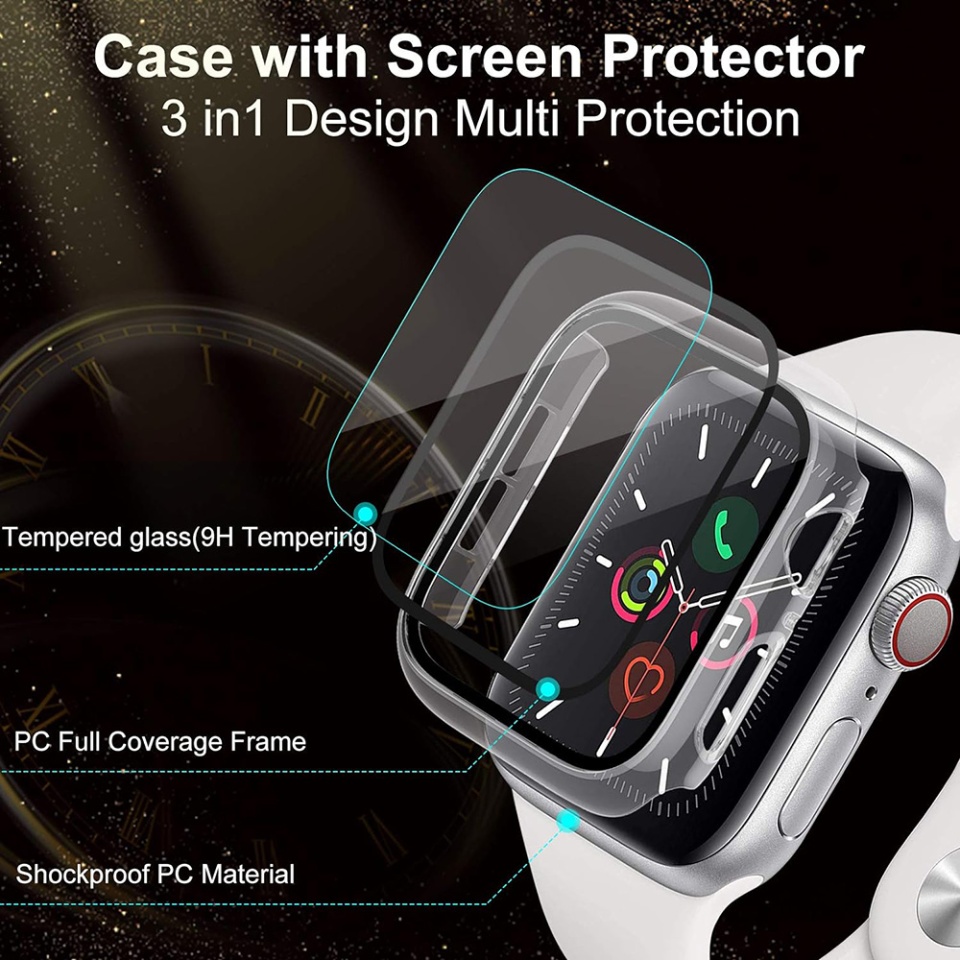 Husa Protectie 360°, Ultra-Subtire, Anti-Soc pentru Samsung Galaxy Watch4 / 5 (40mm), Anti-Soc Full Screen - Negru - 1 | YEO