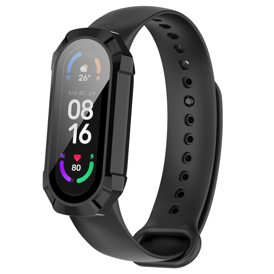 Husa Protectie 360°, Ultra-Subtire, Anti-Soc pentru Xiaomi Mi Band 4 / 5 / 5 NFC / 6 / 6 NFC, Anti-Soc Full Screen - Negru