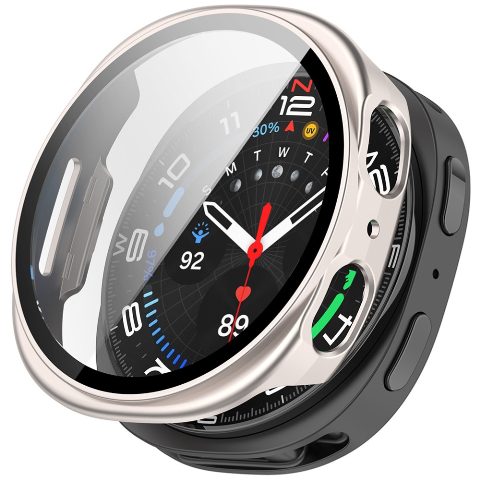 Husa protectie Smartwatch Samsung Galaxy Watch8 44mm, SKYDDAR INNOVATION, Defense360 Pro + Screen Protector, AntiSoc, set cu sticker, Metalic