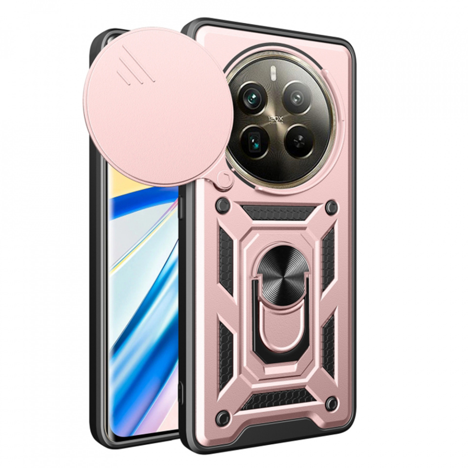 Husa Realme 12 Pro / 12 Pro+ cu inel magnetic si protectie camera Skyddar CamShield - Rose Gold